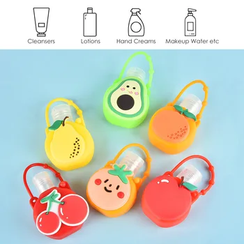 

6pcs Cartoon Mini Hand Sanitizer Split Bottles Travel Portable Hand Gel Holder Split Bottles No Clean Detachable Cover Bottle