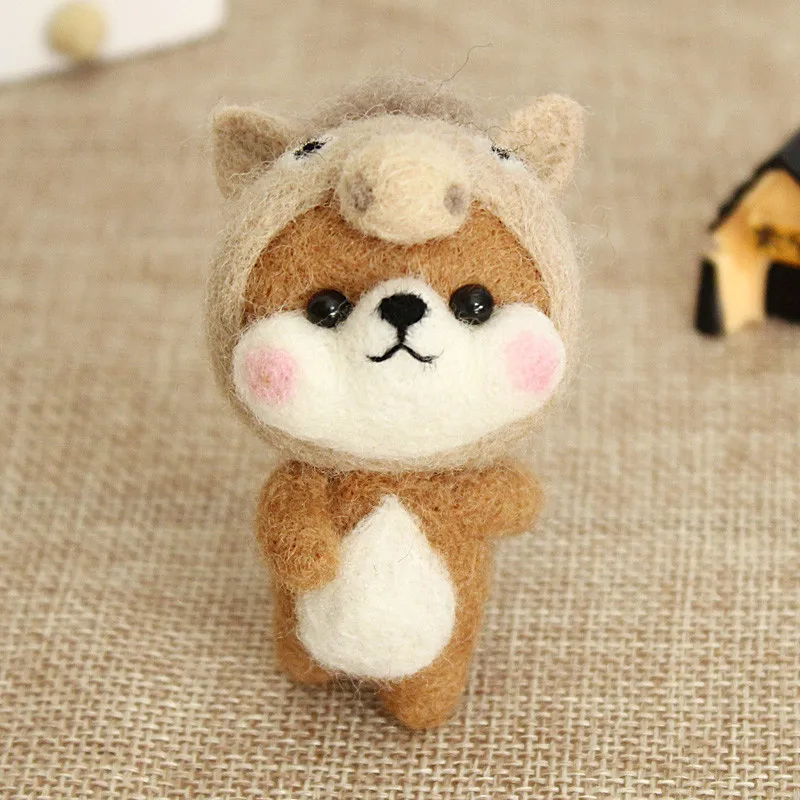 Kits of Horse DIY иголка для рукоделия из валяной Животные ручной работы 12 китайских моторных лодок Стиль из косплей Shiba игрушка войлочная шерсть наборы для ремесла для детей& Friend подарок - Цвет: Kits of Horse
