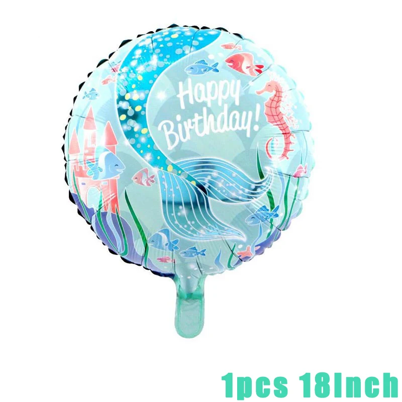 1pc balloon 8 Морские тематические девичьи бумажные тарелки русалки одноразовая посуда пляжные вечерние Детские рождения душ День рождения украшение для вечеринок Дети - Цвет: 1pc balloon 8