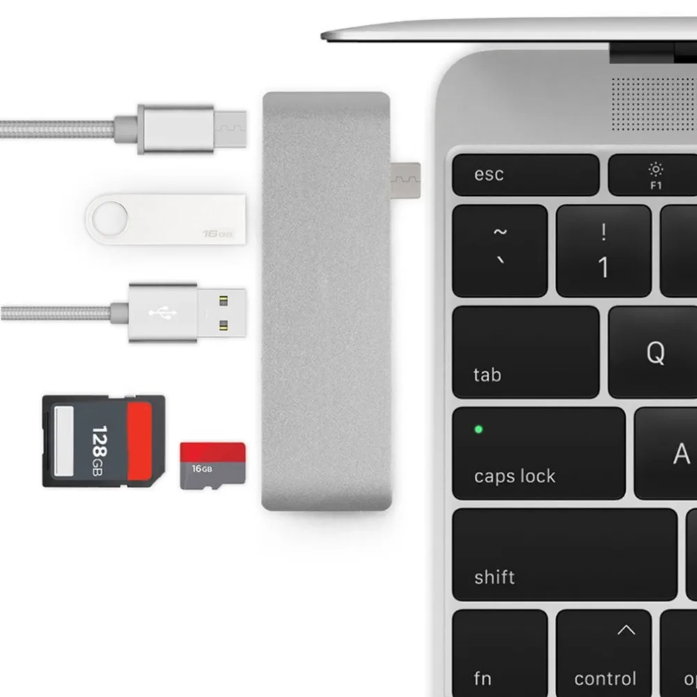 LESHP 5 в 1 type C к USB 3,0 концентратор адаптер для зарядки синхронизации данных кард-ридер многопортовый комбинированный конвертер для Macbook Pro 1" 15"