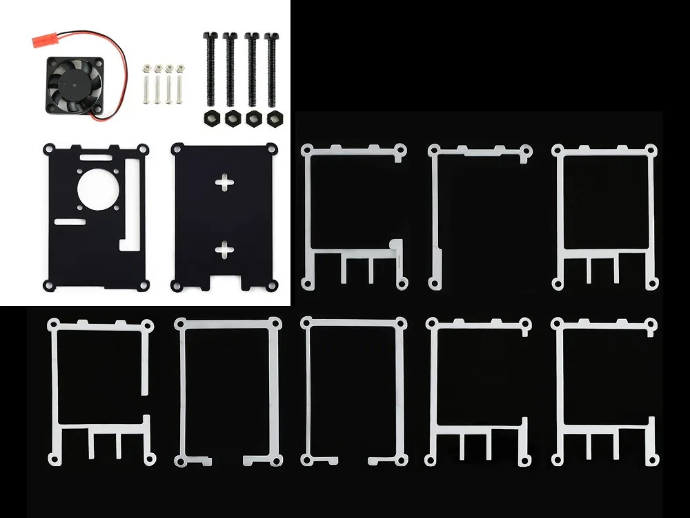 Waveshare Black/White Acrylic Case for Raspberry Pi 4 Model B, with Cooling Fan,dust resistance, good heat spreading