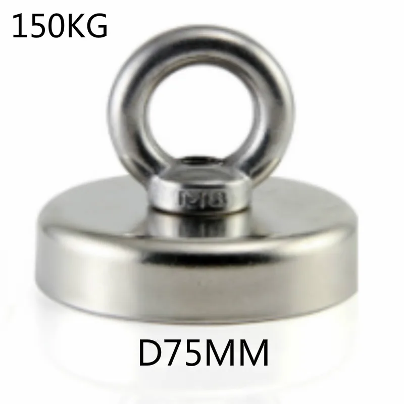 D75X150KG 30 кг-150 кг тяговое неодимовый магнит супер сильный магнит спасательное Рыбалка постоянный долговечность магнита. Подарок 10 метров веревка - Цвет: D75X150KG