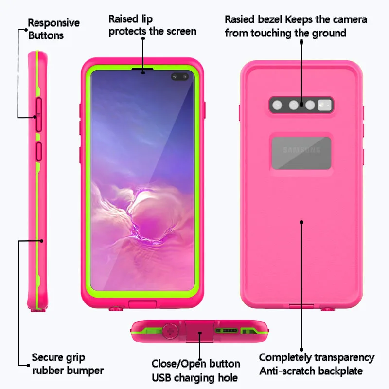 SAMSUNG Galaxy S10+ Водонепроницаемый чехол для телефона Дайвинг фотосессия 3 анти-защитный чехол SAMSUNG S10plus6. 4-дюймовый