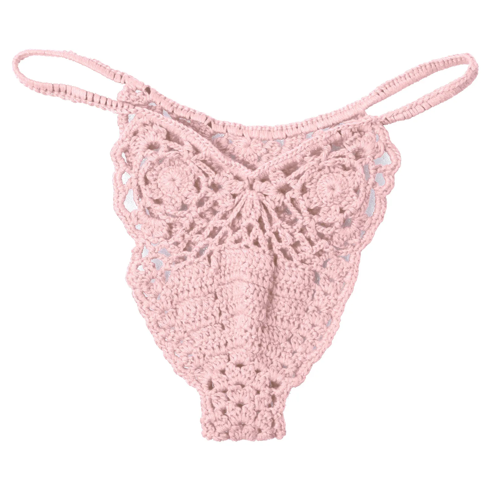 Men Thong G-Strings Hollow Out Penis Pouch Briefs Handmade Crocheted Sexy Panties Male Sissy Gay Underwear Novelty Lingerie New