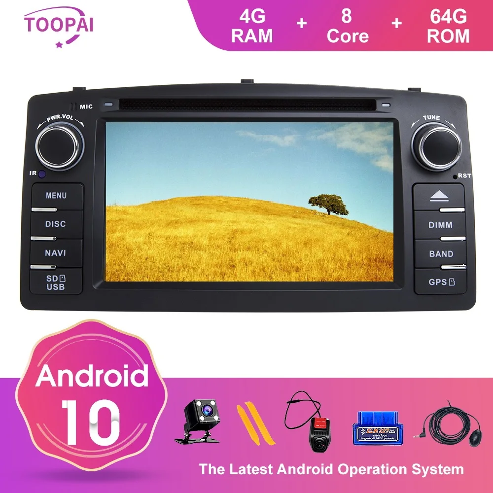 TOOPAI Android 10 для Toyota Corolla E120 Altis 2000 2006 BYD F3 Автомобильная Мультимедийная система GPS