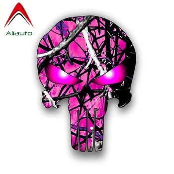 

Aliauto Reflective Car Sticker Pink Punisher Skull Accessories Personality Decal PVC for Motorcycle Opel Seat VW Skoda,12cm*9cm