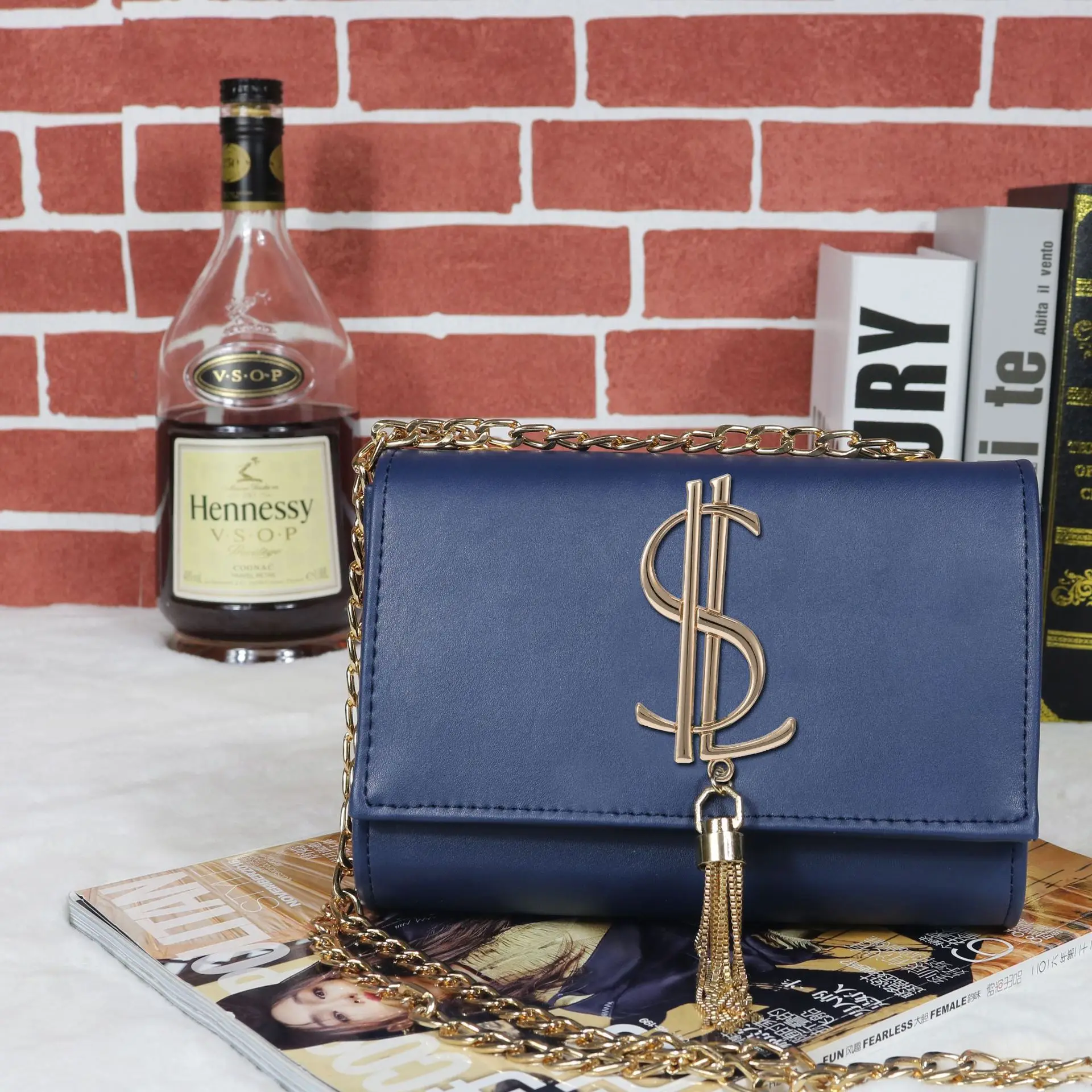 

Hot Sales Trend Europe And America New Style WOMEN'S Bag Bag Versatile Shoulder Bag with Chain Graceful Pu Bag