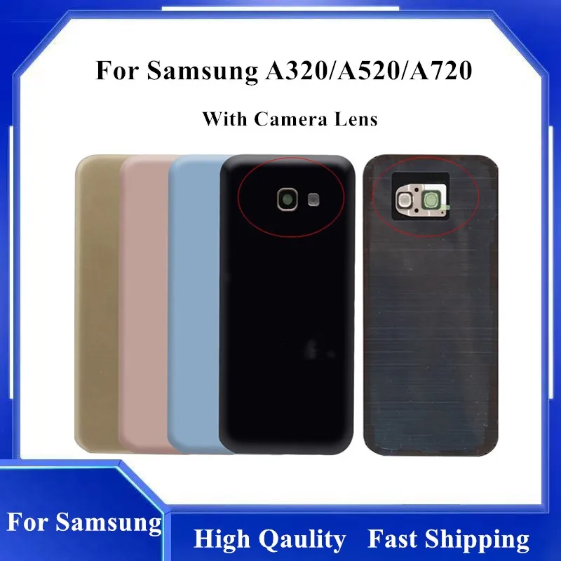 

Стеклянная Крышка батарейного отсека для Samsung A320 A520 A720 A720F Samsung Galaxy A3 A5 A7 2017 задняя крышка корпуса + объектив камеры