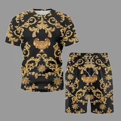Ensemble deux pièces de Style rétro classique pour hommes, vêtements d'été à motif de bonne humeur, T Shirt à manches courtes + Short décontractés assortis avec tout 