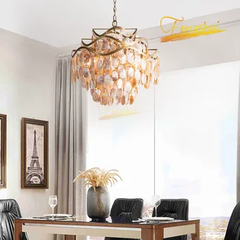 

Modern Creative Shell LED Pendant Lamp Lighting Nordic Luxury Hotel Villa Crystal Pendant Light Loft Living Hanging Lamp Fixture