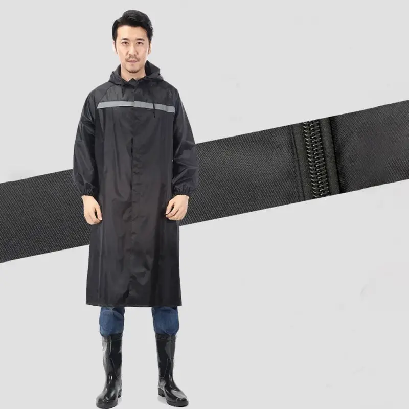 

High Quality Durable PVC Waterproof Breathable Black Long Raincoat Practical Reusable Outdoor Hiking Camping Fishing Rain Jacket