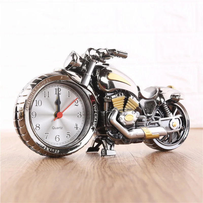 Творческие украшения для дома Будильник-мотоцикл AutoBike модель детские игрушки настольные часы настольные гостиная простые часы орнамент - Цвет: Черный