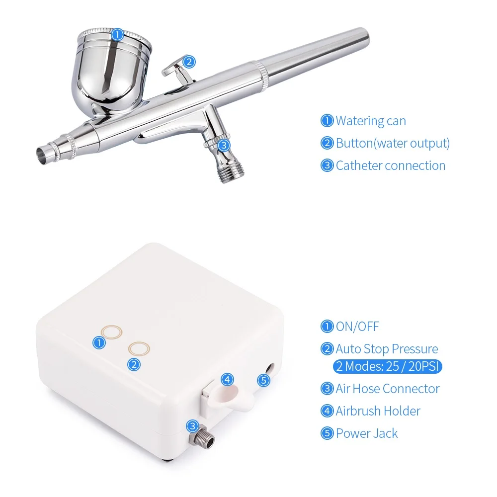  0.3mm 7cc Airbrush Kit Compressor Portable Touch Machine Air Brush Use For Tattoo Body Paint Tool A