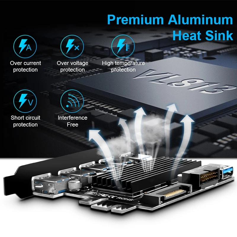 USB 3 0 PCI E Плата расширения 5 портов концентратор адаптер внешний контроллер