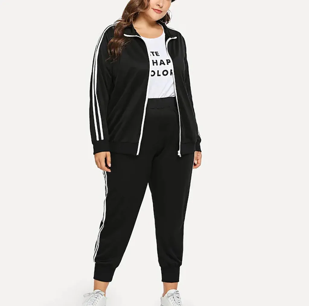

Womens Tracksuit Casual Autumn Plus Size Zipper Tracksuit Sweatshirt Pants Sets Sport Long Sleeve Wear Patchwork Suit Sets #45