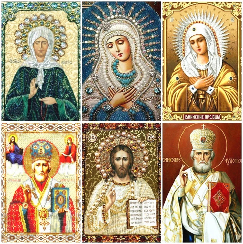 Diamond Painting Mosaic Icon Pictires Virgin-Mary Drill Rhinestones Religion Square Full