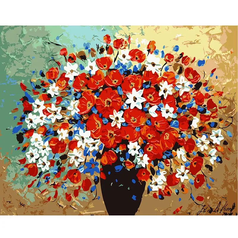 

Abstract Red Flower Pictures By Numbers Hand Painted Canvas Oil Paintings Decoration Home Wall Pictures For Living Room