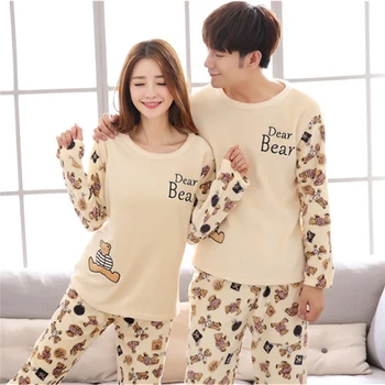 

2020 Winter Couple Long Sleeve Casual Striped Thick Warm Flannel Pajama Sets Women Coral Velvet Sleepwear Pyjama Men Homewear