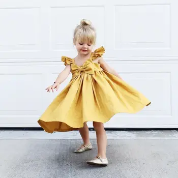 

Emmababy Newborn Kids Baby Girls Cute Clothes Bowknot Princess Party Prom Bow Fly Sleeve Tutu Dress Sundress