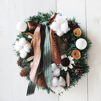 

Wall Hanging Christmas Wreath Artificial Plant Rattan Circle Wall Decoration Simulation Fake Flower Door Hanging 30cm