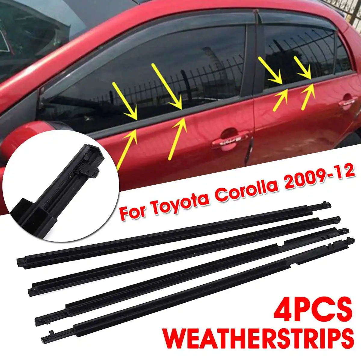 ForToyotaCorolla20092012CarWindowMouldingTrimSealBelt