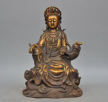 

wedding decoration China bronze copper Inlay gem freedom Kwan-yin Guanyin Bodhisattva Buddha statue