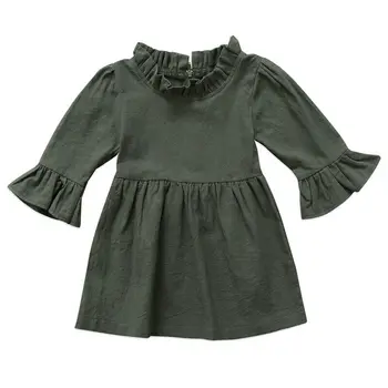 

0-4Years Toddler Baby Girls Long Sleeve Ruffle Dresses Summer Princess Dress