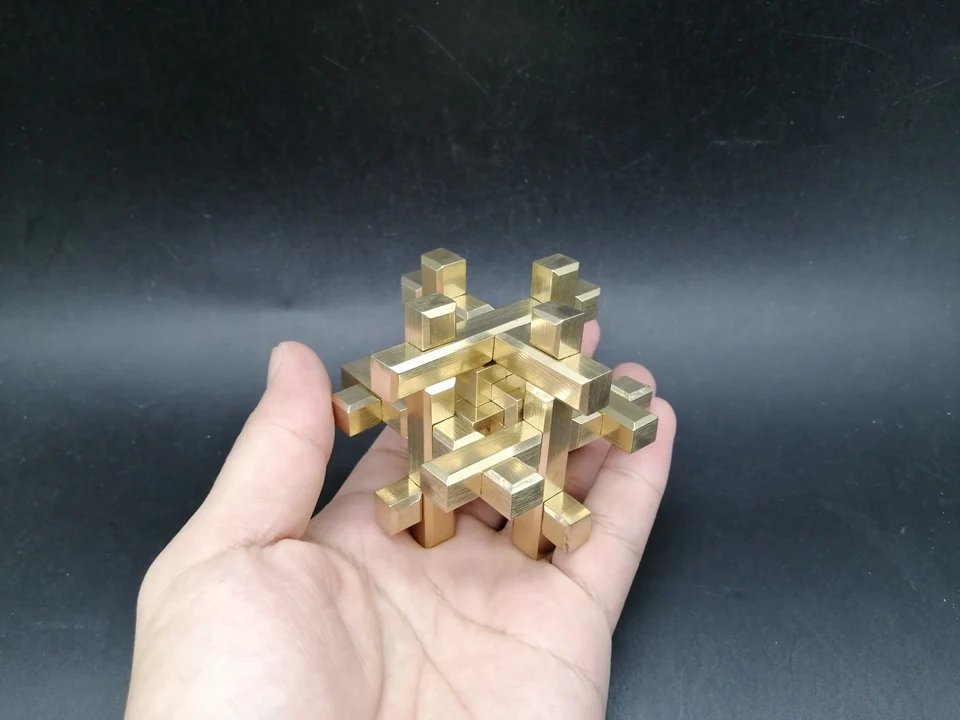 3D головоломка клетка крестообразная Игра Головоломка игрушка Китайский Конг Мин замок коллекционирование, хобби медная металлическая модель