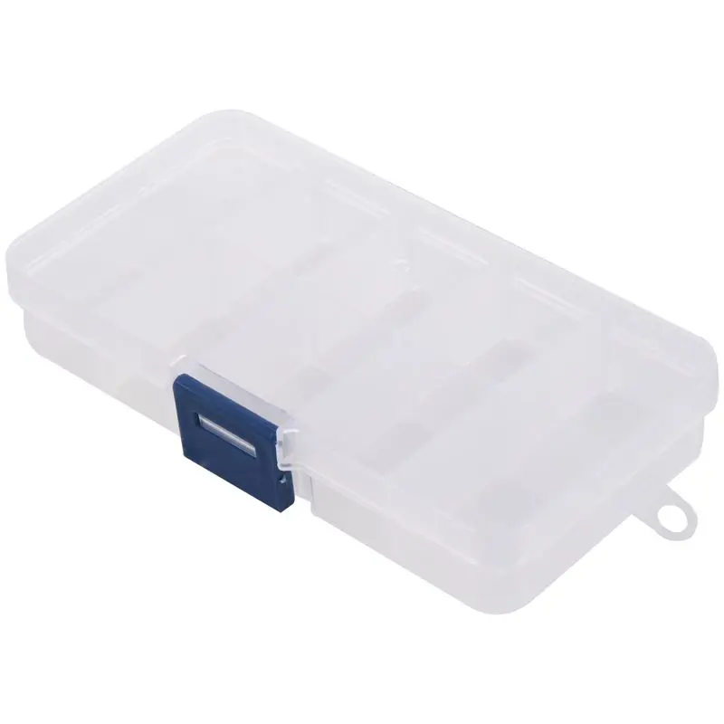 

10 Slots Adjustable Plastic Fishing Lure Hook Tackle Box Storage Case Organizer
