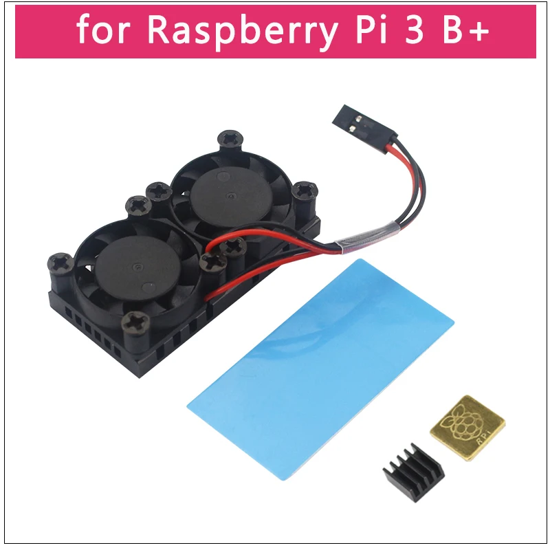 Raspberry Pi 4 B двойной вентилятор процессор печатная плата Вентилятор охлаждения кулер модуль+ радиатор для Raspberry Pi 3 Model B+ Плюс/3B/4B - Цвет: for RPI 3B Plus