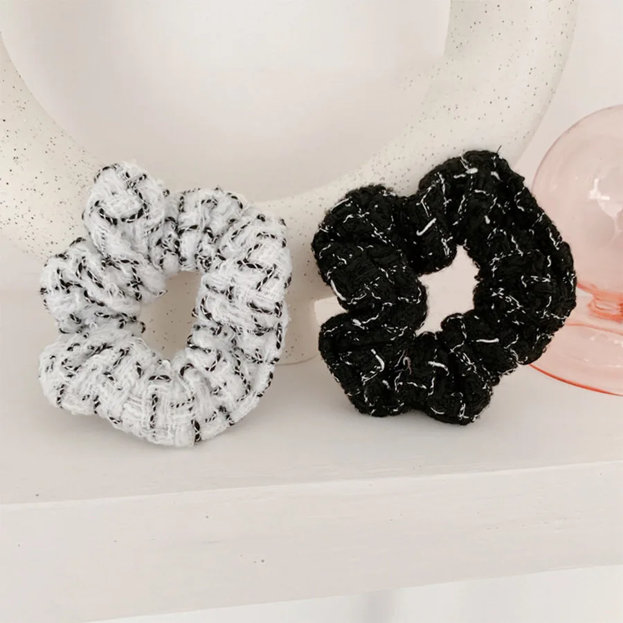 

Haimeikang Ladies Tweed Hair Rope Tiara ins Cloth Plaid Hair Circle Scrunchies Big Intestine Circle Fashion Hair Accessories