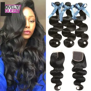 Body Wave Bundles With Closure Brazilian Hair Weave 3 Bundles With Closure Human Hair Bundles With Closure 30 Inch Bundles 1