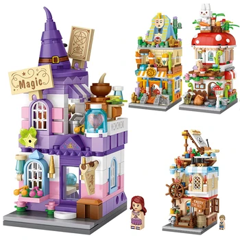 

City Street View Mini Building Blocks Mushroom Magic Nautical Archaeological House Assembly Bricks Kit Toys for 12 Years Gift
