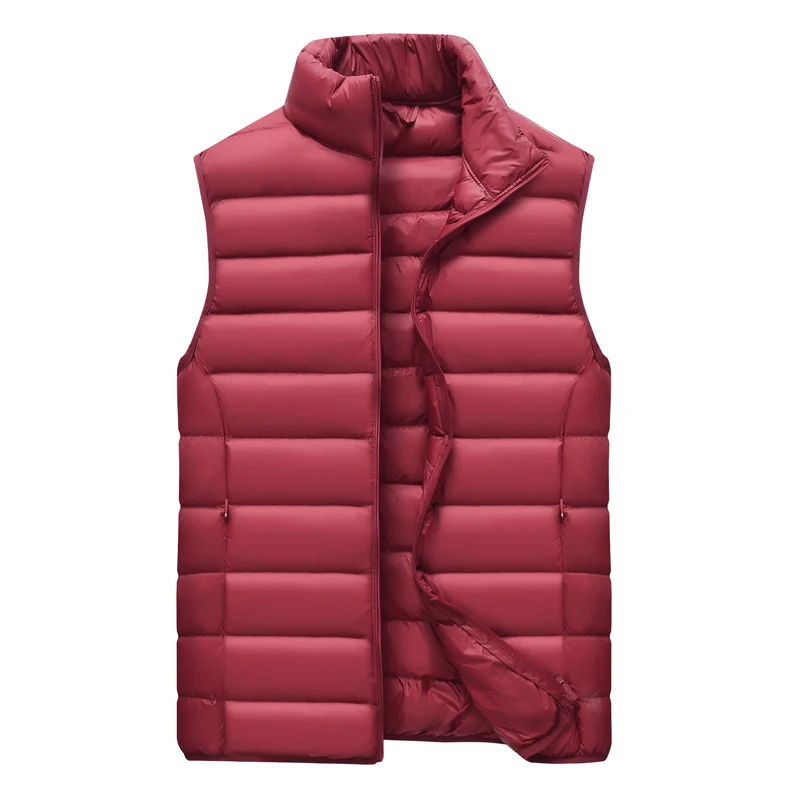 Зима 90% утиный пух модный жилет пуховая куртка мужская теплая складываемая без рукавов пуховая куртка светильник мужская одежда - Цвет: Jujube Red