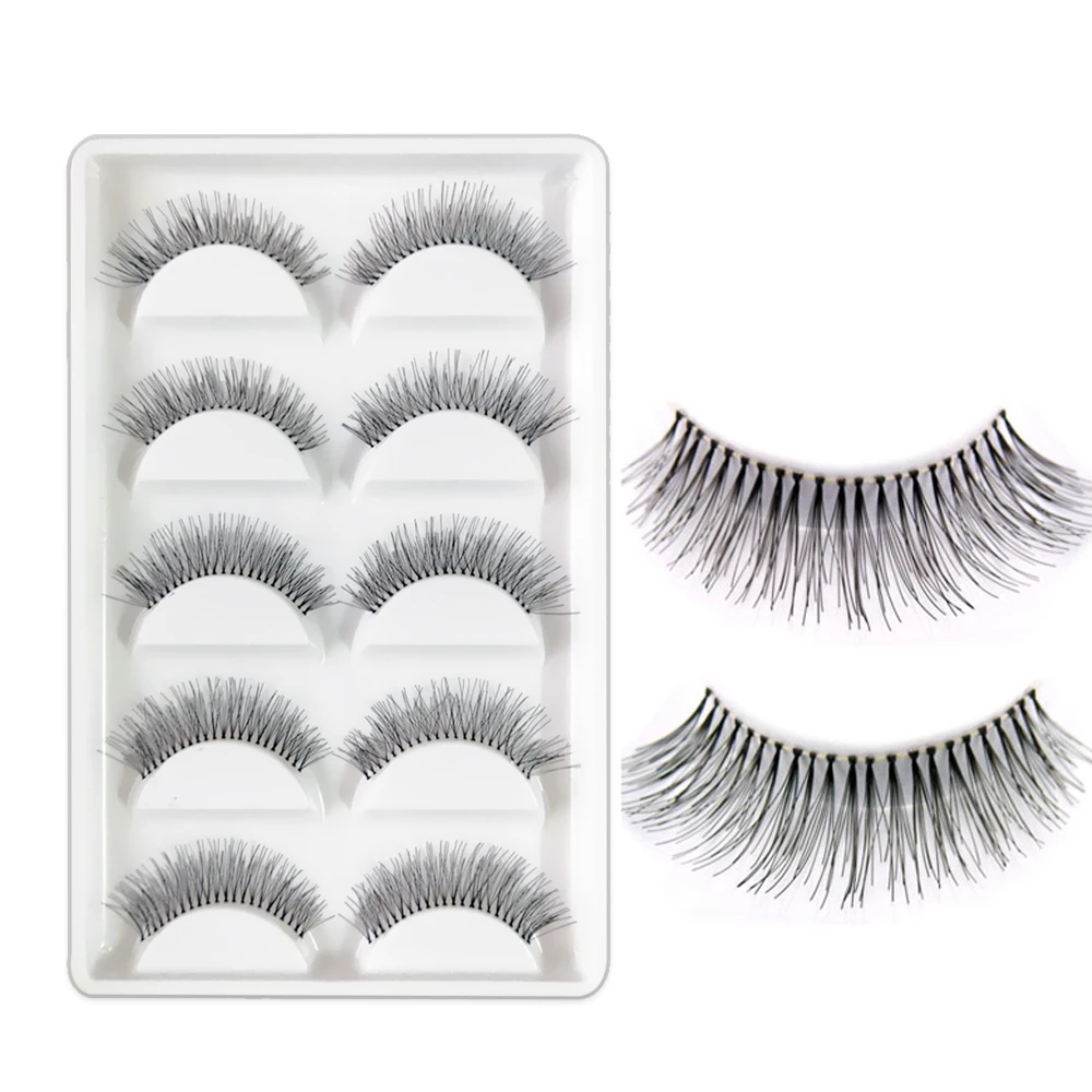 5 par/lote Natural escaso Cruz ojo pestañas extensión maquillaje largas pestañas falsas