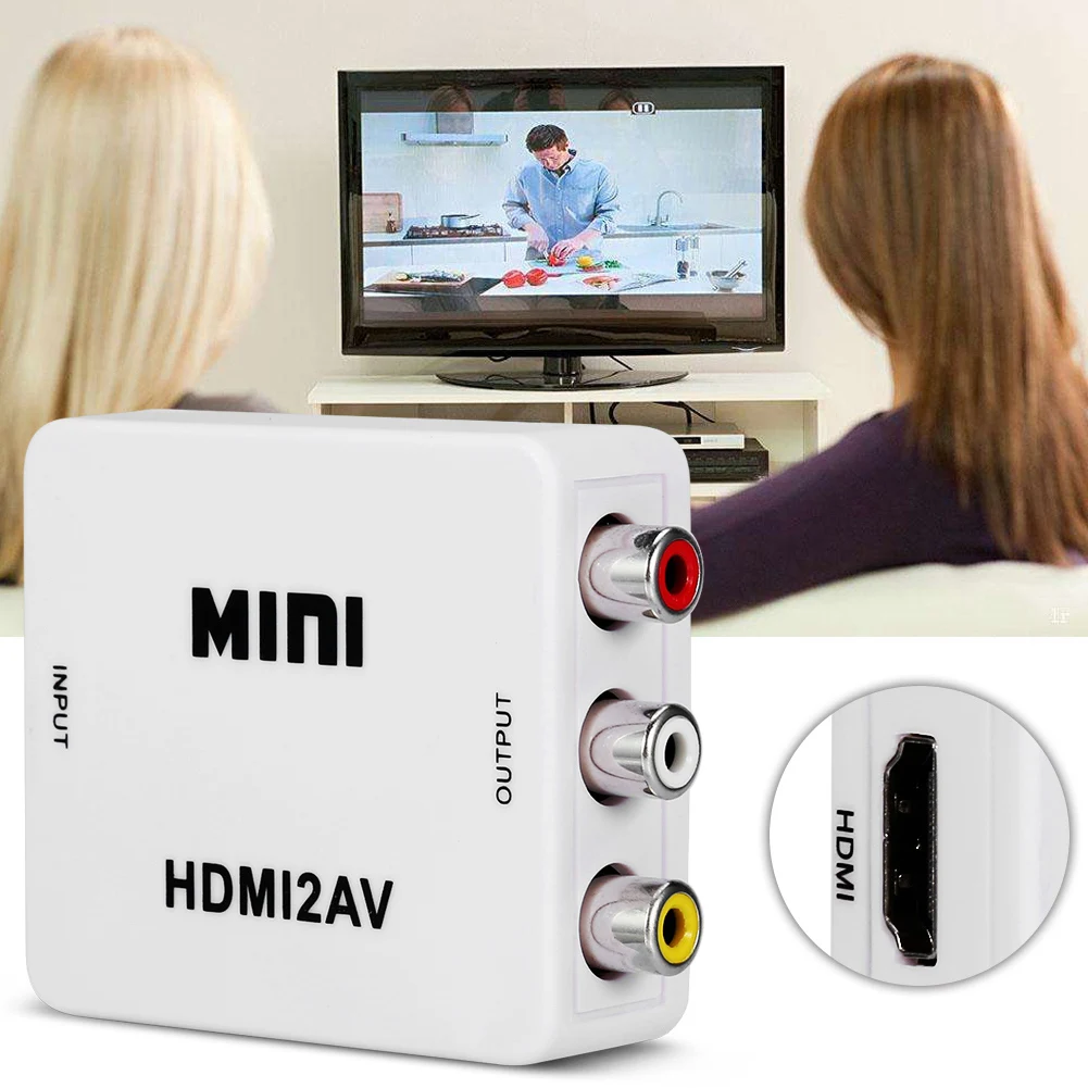 

SOONHUA Mini HDMI To AV Signal Converter Digital HDMI To RCA Composite Video Audio AV CVBS Adapter Converters With USB Cable