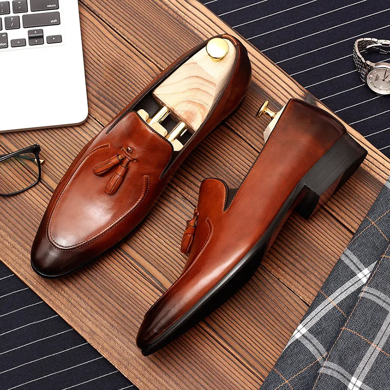 Brand Mens Formal Shoes Genuine Leather 