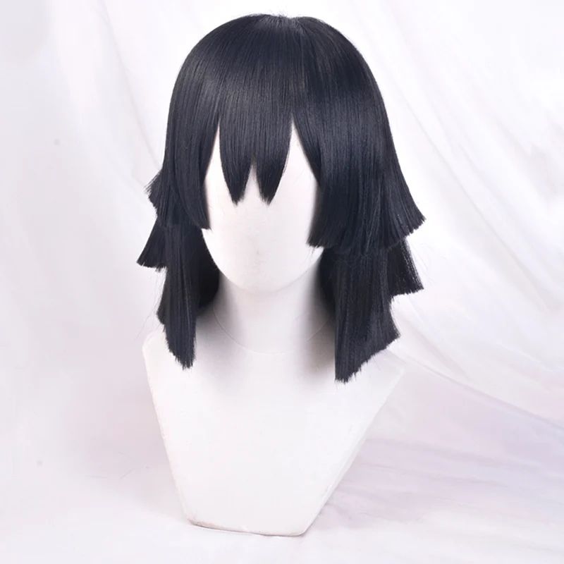 Iguro Obanai, короткий черный Стильный парик, Demon Slayer Kimetsu no Yaiba, термостойкие волосы, косплей, костюм, парики+ Бесплатный парик, шапка