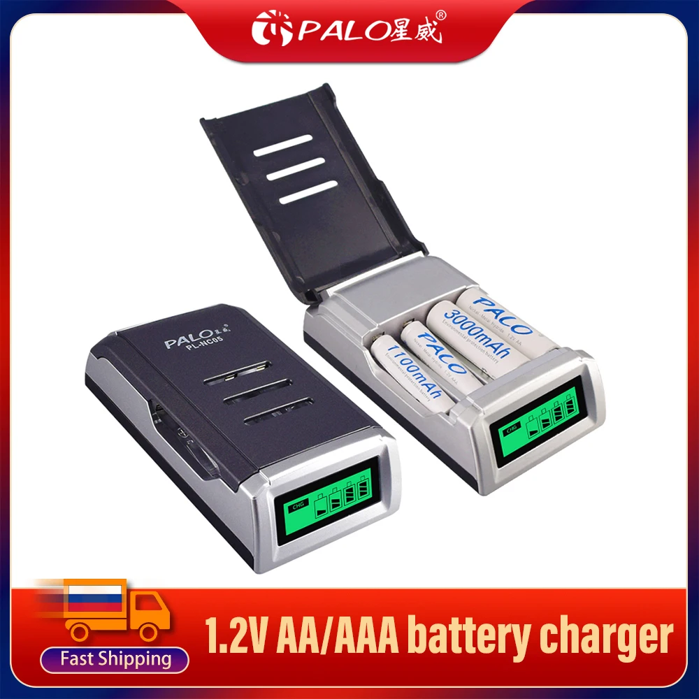 Battery-Charger Lcd-Display Intelligent Nicd Nimh Smart with 4-Slots for AA