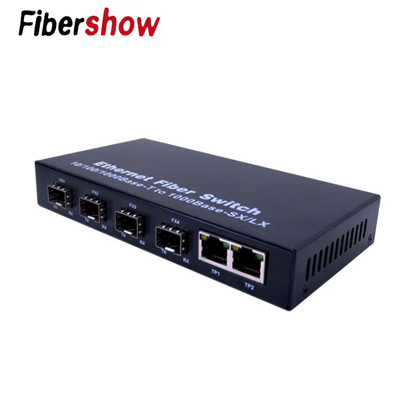 Гигабитный Ethernet коммутатор волоконно-оптический медиаконвертер 4 волокно sfp модуль порт 2 RJ45 10/100/1000 м UTP волоконный порт