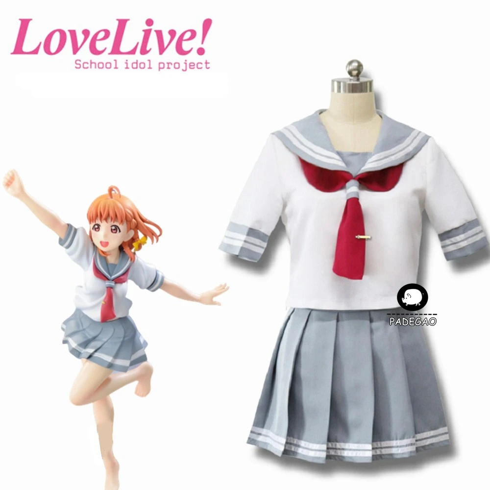 

Women Girl Cosplay Costume Japanese Anime Love Live Sunshine Takami Chika Girls Sailor Uniforms Love Live Aqours School Uniforms