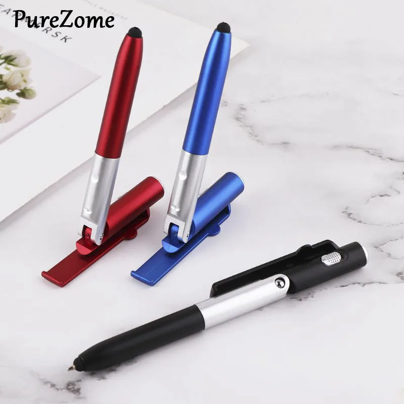 

Multifunction 4 In 1 Ballpoint Pen Folding LED Light Mobile Phone Stand Holder School Office Writing Stationery Supplies