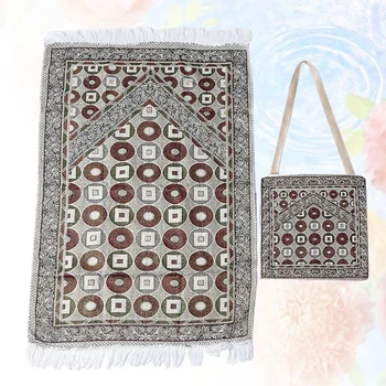 

1pc Muslim Prayer Rug Geometric Printing Tassel Prayer Mat Worship Rug Portable Carpet for Meditation Pilgrimage