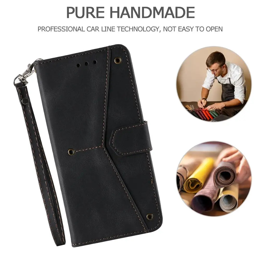 Leather Tricolor Stitching Flip Case For Xiaomi POCO M3 X3 NFC Redmi 9A 9C Note 8T 9T 9S Pro Max Mi 11 Note 10 Lite Wallet Cover