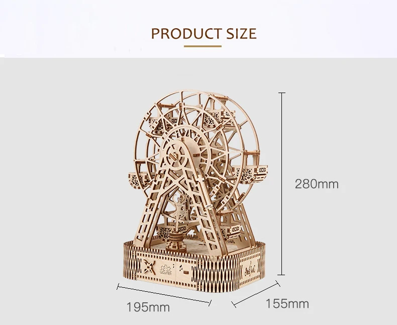 Деревянная музыка колесо обозрения 3D головоломка DIY механический привод модель набор конструктор фигурка декомпрессия взрослые игрушки Детский подарок