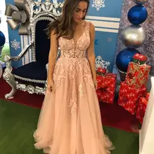 Новинка, женское платье для выпускного вечера, розовое, v-образный вырез, длинное, без рукавов, ТРАПЕЦИЕВИДНОЕ, Тюлевое, vestidos largos de fiesta vestidos elegantes, очаровательное