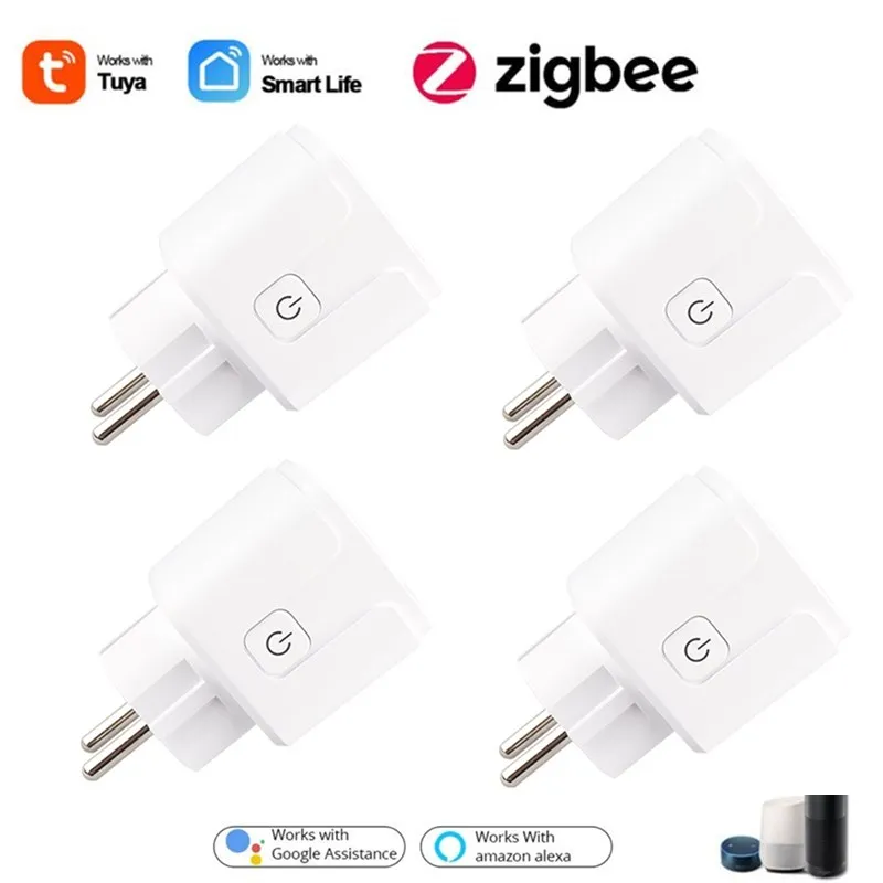 ZigBee-enchufe inteligente EU 15A, función de sincronización para el hogar, Control remoto por voz, Tuya, APP Smart Life, con Alexa y Google Home