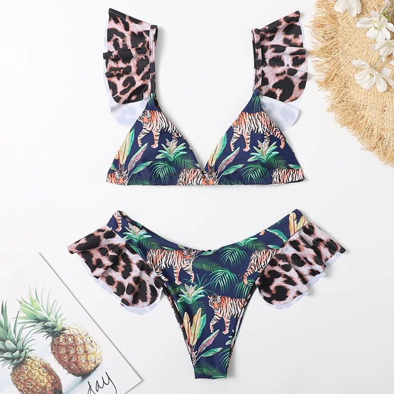 

Leopard Bikini Ruffle Swimwear Women Bikini Set Push Up Swimsuit Sexy Micro Biquini Brazilian Bathing Suit Malliot De Bain Femme