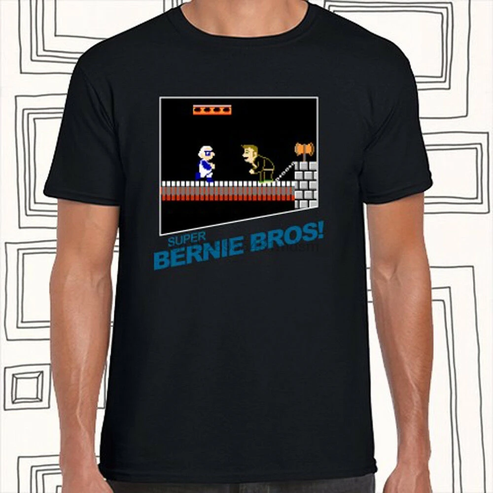 Super Bernie Bros смешные Братья Марио Мужская черная футболка Размеры S M L XL XXL XXXL | одежда