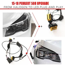 CZMOD Car Headlight Modification Upgrade Special Car Wiring Adapter Harness For Peugeot 508 2018-2015 From Halogen to LED